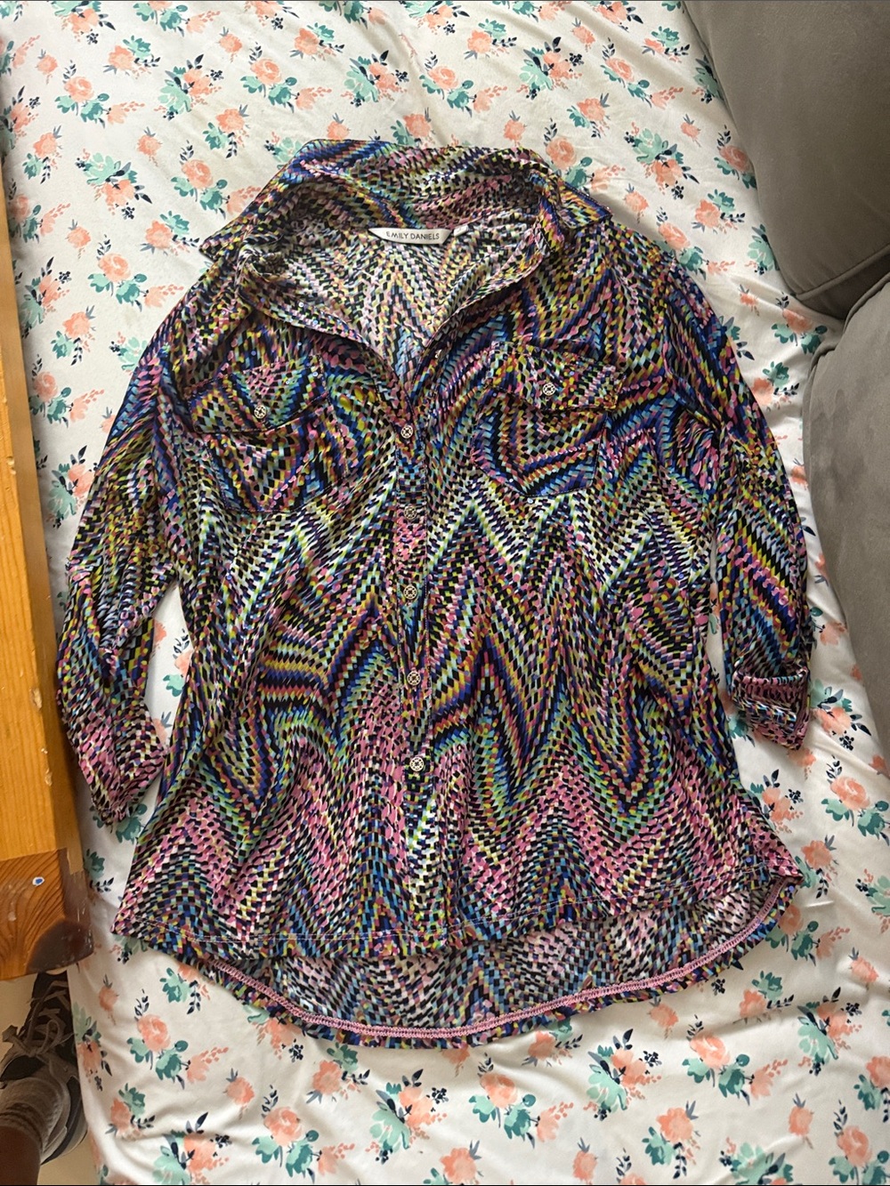 Emily Daniels Multicolor Geometric Print Blouse